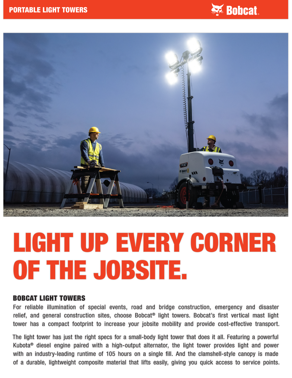 Bobcat Light Tower Spec Sheet